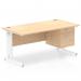 Impulse 1600 x 800mm Straight Office Desk Maple Top White Cable Managed Leg Workstation 1 x 2 Drawer Fixed Pedestal MI002517