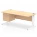 Impulse 1800 x 800mm Straight Office Desk Maple Top White Cable Managed Leg Workstation 1 x 2 Drawer Fixed Pedestal MI002518