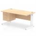 Impulse 1600 x 800mm Straight Office Desk Maple Top White Cable Managed Leg Workstation 1 x 3 Drawer Fixed Pedestal MI002525