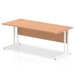 Impulse 1800 x 800mm Straight Office Desk Oak Top White Cantilever Leg MI002646