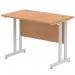 Impulse 1000 x 600mm Straight Office Desk Oak Top Silver Cantilever Leg MI002647