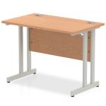 Impulse 1000 x 600mm Straight Office Desk Oak Top Silver Cantilever Leg MI002647