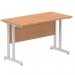 Impulse 1200 x 600mm Straight Office Desk Oak Top Silver Cantilever Leg MI002648