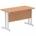 Impulse 1200 x 600mm Straight Office Desk Oak Top Silver Cantilever Leg MI002648