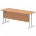 Impulse 1600 x 600mm Straight Office Desk Oak Top Silver Cantilever Leg MI002650