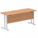 Impulse 1600 x 600mm Straight Office Desk Oak Top Silver Cantilever Leg MI002650