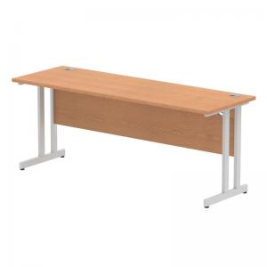 Impulse 1800 x 600mm Straight Office Desk Oak Top Silver Cantilever