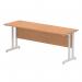 Impulse 1800 x 600mm Straight Office Desk Oak Top Silver Cantilever Leg MI002651