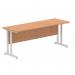 Impulse 1800 x 600mm Straight Office Desk Oak Top Silver Cantilever Leg MI002651