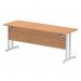 Impulse 1800 x 600mm Straight Office Desk Oak Top Silver Cantilever Leg MI002651