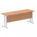 Impulse 1800 x 600mm Straight Office Desk Oak Top Silver Cantilever Leg MI002651