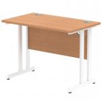 Impulse 1000 x 600mm Straight Office Desk Oak Top White Cantilever Leg MI002652