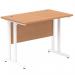 Impulse 1000 x 600mm Straight Office Desk Oak Top White Cantilever Leg MI002652