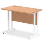 Impulse 1000 x 600mm Straight Office Desk Oak Top White Cantilever Leg MI002652