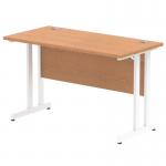 Impulse 1200 x 600mm Straight Office Desk Oak Top White Cantilever Leg MI002653