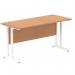 Impulse 1400 x 600mm Straight Office Desk Oak Top White Cantilever Leg MI002654