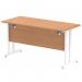 Impulse 1400 x 600mm Straight Office Desk Oak Top White Cantilever Leg MI002654