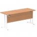 Impulse 1600 x 600mm Straight Office Desk Oak Top White Cantilever Leg MI002655