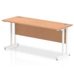 Impulse 1600 x 600mm Straight Office Desk Oak Top White Cantilever Leg MI002655