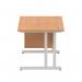 Impulse 1200 x 800mm Straight Office Desk Oak Top Silver Cantilever Leg Workstation 1 x 2 Drawer Fixed Pedestal MI002657