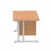 Impulse 1400 x 800mm Straight Office Desk Oak Top Silver Cantilever Leg Workstation 1 x 2 Drawer Fixed Pedestal MI002658