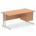 Impulse 1600 x 800mm Straight Office Desk Oak Top Silver Cantilever Leg Workstation 1 x 2 Drawer Fixed Pedestal MI002659