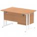 Impulse 1200 x 800mm Straight Office Desk Oak Top White Cantilever Leg Workstation 1 x 2 Drawer Fixed Pedestal MI002661