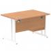 Impulse 1200 x 800mm Straight Office Desk Oak Top White Cantilever Leg Workstation 1 x 2 Drawer Fixed Pedestal MI002661