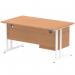 Impulse 1400 x 800mm Straight Office Desk Oak Top White Cantilever Leg Workstation 1 x 2 Drawer Fixed Pedestal MI002662