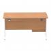 Impulse 1400 x 800mm Straight Office Desk Oak Top White Cantilever Leg Workstation 1 x 2 Drawer Fixed Pedestal MI002662