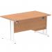 Impulse 1400 x 800mm Straight Office Desk Oak Top White Cantilever Leg Workstation 1 x 2 Drawer Fixed Pedestal MI002662