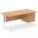 Impulse 1600 x 800mm Straight Office Desk Oak Top White Cantilever Leg Workstation 1 x 2 Drawer Fixed Pedestal MI002663