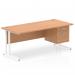 Impulse 1800 x 800mm Straight Office Desk Oak Top White Cantilever Leg Workstation 1 x 2 Drawer Fixed Pedestal MI002664