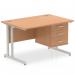 Impulse 1200 x 800mm Straight Office Desk Oak Top Silver Cantilever Leg Workstation 1 x 3 Drawer Fixed Pedestal MI002665