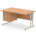 Impulse 1400 x 800mm Straight Office Desk Oak Top Silver Cantilever Leg Workstation 1 x 3 Drawer Fixed Pedestal MI002666