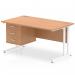 Impulse 1400 x 800mm Straight Office Desk Oak Top White Cantilever Leg Workstation 1 x 3 Drawer Fixed Pedestal MI002670