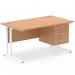 Impulse 1400 x 800mm Straight Office Desk Oak Top White Cantilever Leg Workstation 1 x 3 Drawer Fixed Pedestal MI002670