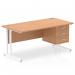 Impulse 1600 x 800mm Straight Office Desk Oak Top White Cantilever Leg Workstation 1 x 3 Drawer Fixed Pedestal MI002671