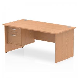 Impulse 1600 x 800mm Straight Office Desk Oak Top Panel End Leg