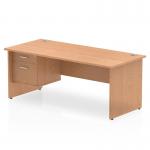 Impulse 1800 x 800mm Straight Office Desk Oak Top Panel End Leg Workstation 1 x 2 Drawer Fixed Pedestal MI002705