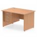 Impulse 1200 x 800mm Straight Office Desk Oak Top Panel End Leg Workstation 1 x 3 Drawer Fixed Pedestal MI002706