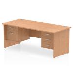 Impulse 1600 x 800mm Straight Office Desk Oak Top Panel End Leg Workstation 1 x 2 Drawer 1 x 3 Drawer Fixed Pedestal MI002720