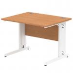 Impulse 1000 x 800mm Straight Office Desk Oak Top White Cable Managed Leg MI002722