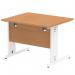 Impulse 1000 x 800mm Straight Office Desk Oak Top White Cable Managed Leg MI002722