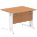 Impulse 1000 x 800mm Straight Office Desk Oak Top White Cable Managed Leg MI002722