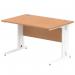 Impulse 1200 x 800mm Straight Office Desk Oak Top White Cable Managed Leg MI002723