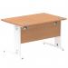 Impulse 1200 x 800mm Straight Office Desk Oak Top White Cable Managed Leg MI002723