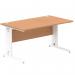 Impulse 1400 x 800mm Straight Office Desk Oak Top White Cable Managed Leg MI002724