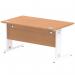 Impulse 1400 x 800mm Straight Office Desk Oak Top White Cable Managed Leg MI002724