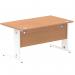 Impulse 1400 x 800mm Straight Office Desk Oak Top White Cable Managed Leg MI002724